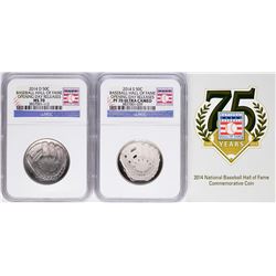 Opening Day 2014-D & 2014-S Baseball Hall of Fame Half Dollar Coins NGC MS70/PF70