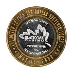 .999 Silver Black Oak Casino $10 Casino Limited Edition Gaming Token