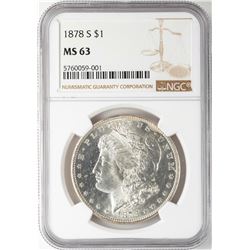 1878-S $1 Morgan Silver Dollar Coin NGC MS63