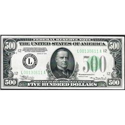 1934 $500 Federal Reserve Note San Francisco