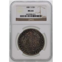 1881-S $1 Morgan Silver Dollar Coin NGC MS64 NICE TONING