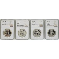 Lot of 1959-1962 Proof Franklin Half Dollar Coins NGC PF67