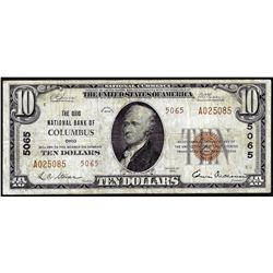 1929 $10 NB of Columbus, OH CH# 5065 National Currency Note