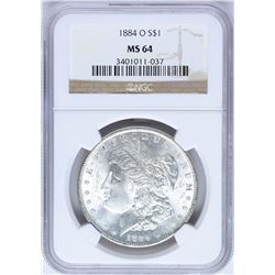 1884-O $1 Morgan Silver Dollar Coin NGC MS64 Amazing Toning