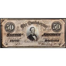 1864 $50 Confederate States of America Note