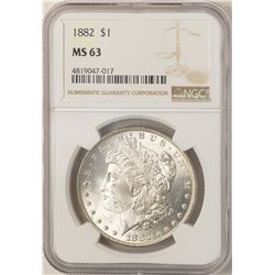 1882 $1 Morgan Silver Dollar Coin NGC MS63 Amazing Toning