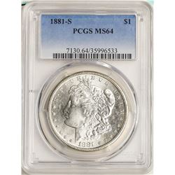 1881-S $1 Morgan Silver Dollar Coin PCGS MS64