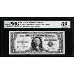 1935D $1 Silver Certificate Note Fr.1613N PMG Superb Gem Uncirculated 68EPQ