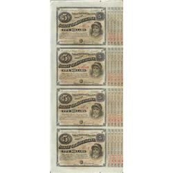Uncut Sheet of (4) State of Louisiana Baby Bond Obsolete Notes