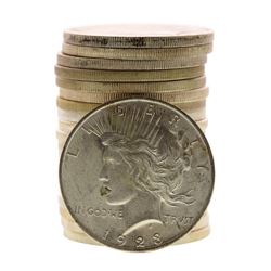 Roll of (20) Brilliant Uncirculated 1923 $1 Peace Silver Dollar Coins