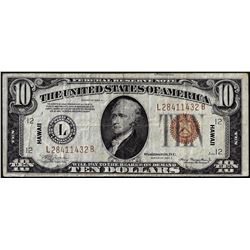 1934A $10 Hawaii WWII Emergency Issue Federal Reserve Note