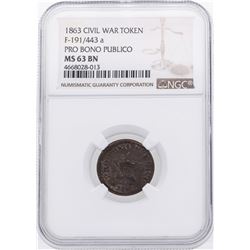 1863 Pro Bono Publico Civil War Token NGC MS63BN