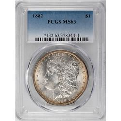 1882 $1 Morgan Silver Dollar Coin PCGS MS63