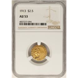 1913 $2 1/2 Indian Head Quarter Eagle Gold Coin AU53