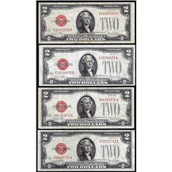 Lot of (4) 1928G $2 Legal Tender Notes