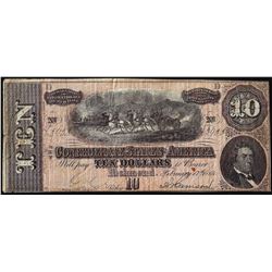 1864 $10 Confederate States of America Note