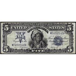 1899 $5 Indian Chief Silver Certificate Note