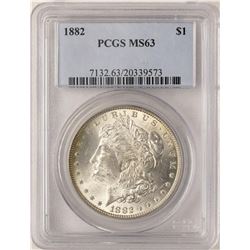 1882 $1 Morgan Silver Dollar Coin PCGS MS63