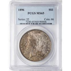 1896 $1 Morgan Silver Dollar Coin PCGS MS65 Nice Toning