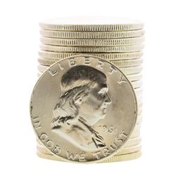 Roll of (20) Brilliant Uncirculated 1961 Franklin Half Dollar Coins
