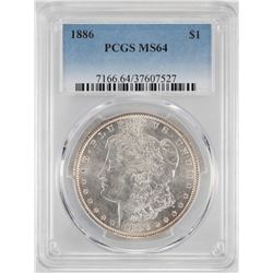 1886 $1 Morgan Silver Dollar Coin PCGS MS64