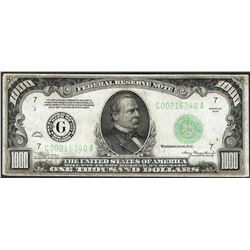 1934 $1,000 Federal Reserve Note Chicago