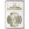 Image 1 : 1922 $1 Peace Silver Dollar Coin NGC MS65