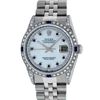 Image 2 : Rolex Mens Stainless Steel MOP Diamond Lugs & Sapphire String Datejust Wristwatch