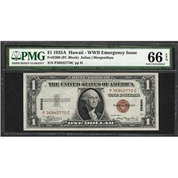 1935A $1 Hawaii Silver Certificate WWII Emergency Note PMG Gem Uncirculated 66EPQ