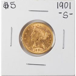 1901-S $5 Liberty Head Half Eagle Gold Coin