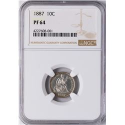 1887 Proof Seated Liberty Dime Coin NGC PF64