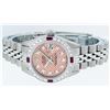 Image 5 : Rolex Ladies Stainless Steel Salmon Stamp Diamond & Ruby Datejust Wristwatch