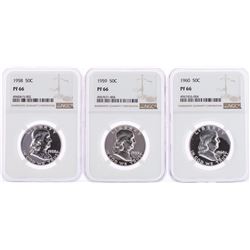 Lot of 1958-1960 Proof Franklin Half Dollar Coins NGC PF66