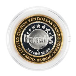 .999 Silver Harrahs Casino Reno Nevada $10 Casino Limited Edition Gaming Token