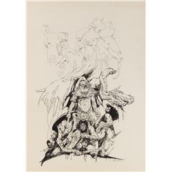 Esteban Maroto original portfolio artwork 'Fantasy Warrior'.
