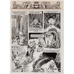 Mike Ploog original page artwork for Marvel Super Action #1 story 'An Ugly Mirror on Weird World'.