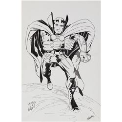 Marshall Rogers original lightbox artwork of a 'Mr. Miracle' drawing by Jack Kirby.