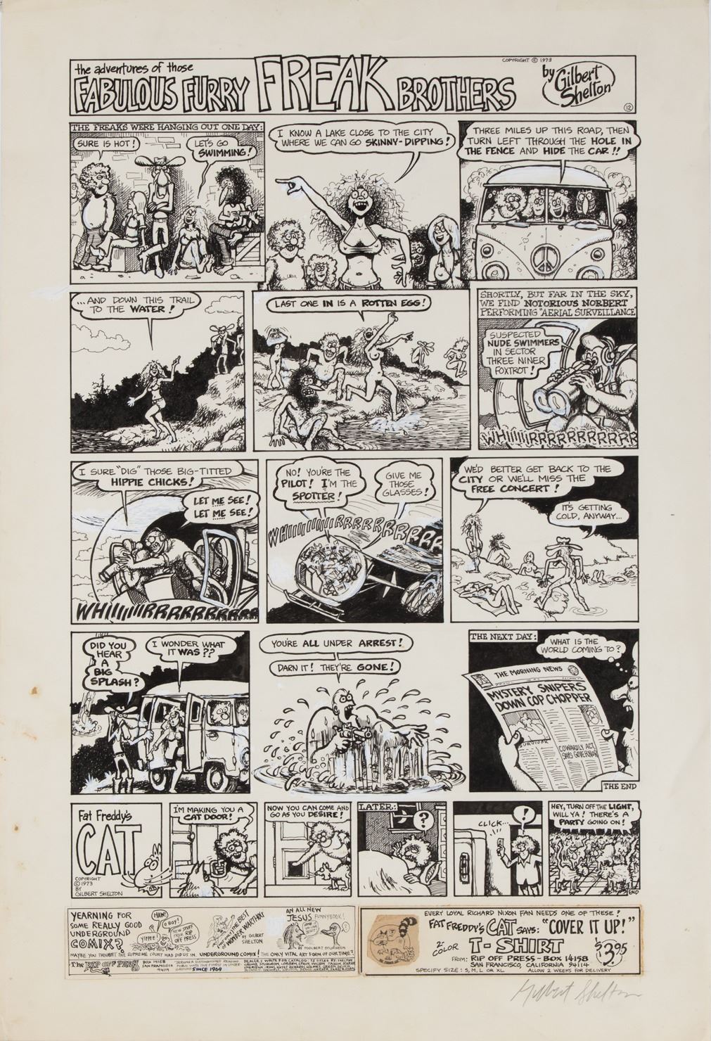 Gilbert Shelton original artwork for The Fabulous Furry Freak Brothers ...