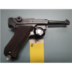 B... PROHIBITED... Luger P08 1937 Mauser S/ 42 semi automatic 9 mm barrel length 98 mm serial number