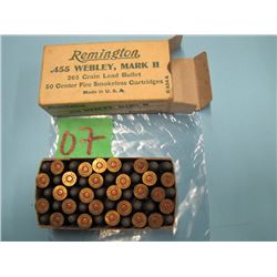 collector box of Remington .455 Webley mark II ammunition