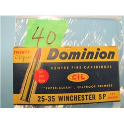 collector box Dominion 25 - 35 Winchester SP ammunition