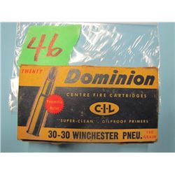 box Dominion 3030 Winchester ammunition