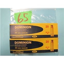 lot of two boxes Dominion 44 REM Magnum ammunition