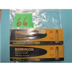 lot of two boxes Dominion 44 REM Magnum ammunition