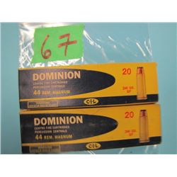 lot of two boxes Dominion 44 REM Magnum ammunition