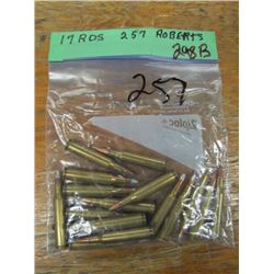 bag of 257 Roberts ammunition 17 rounds