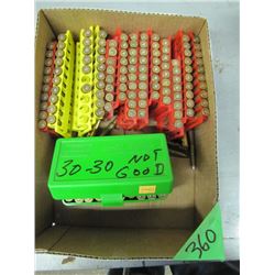 box of 3030 reload ammo noted as not good has issues