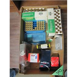 box of 45 brows and assorted reloading supplies