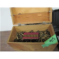 wood crate with brass miscellaneous 308 and 308 Norma Magnum and others