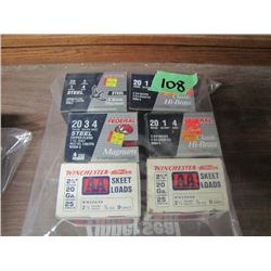 lot of six boxes 20 gauge ammo